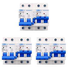 3X TOMZN 2P + 2P MTS TOMZN AC Double Alimentation Commutateur de Transfert Manuel Disjoncteur MCB 50HZ/60HZ, 16A
