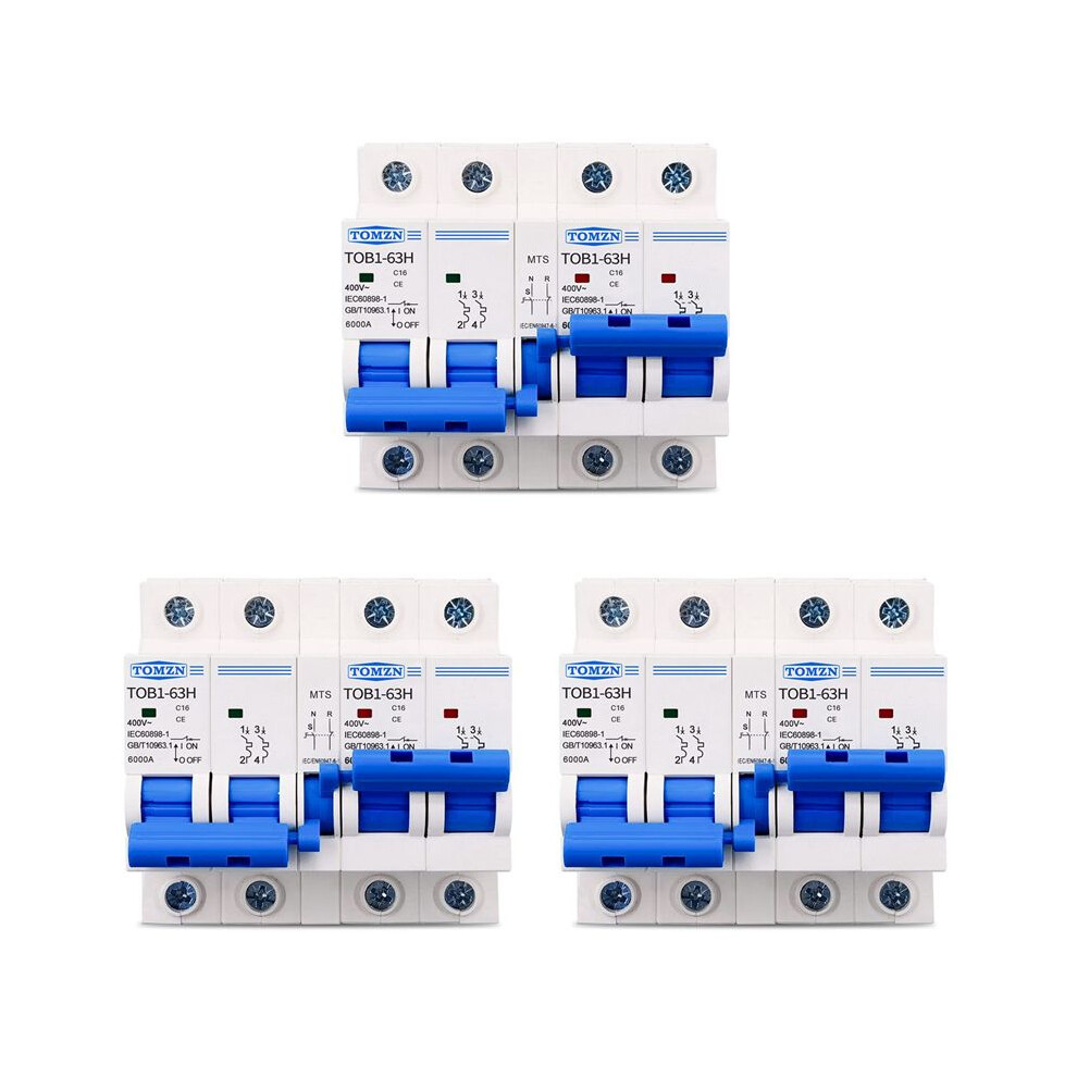 3X Tomzn 2P+2P Mts Tomzn Ac Dual Power Manual Transfer Circuit Breaker Mcb 50Hz/60Hz, 16A 6033189797588