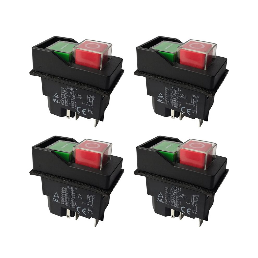 4X Electromagnetic Switches Pushbutton Switches For Garden Tools Kjd17 220V 5 Pin -Terminals 6031075706362