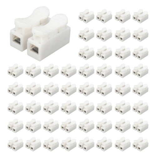 500Pcs Plastic 2 Pin Push Quick Cable Connector Wiring Terminal 10A 250V