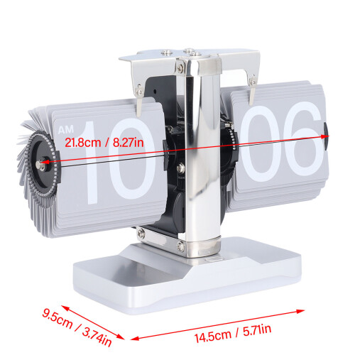 Stylish Auto Flip Clock Silver Gray 21x14.5x9.5cm Quiet Operatio 1