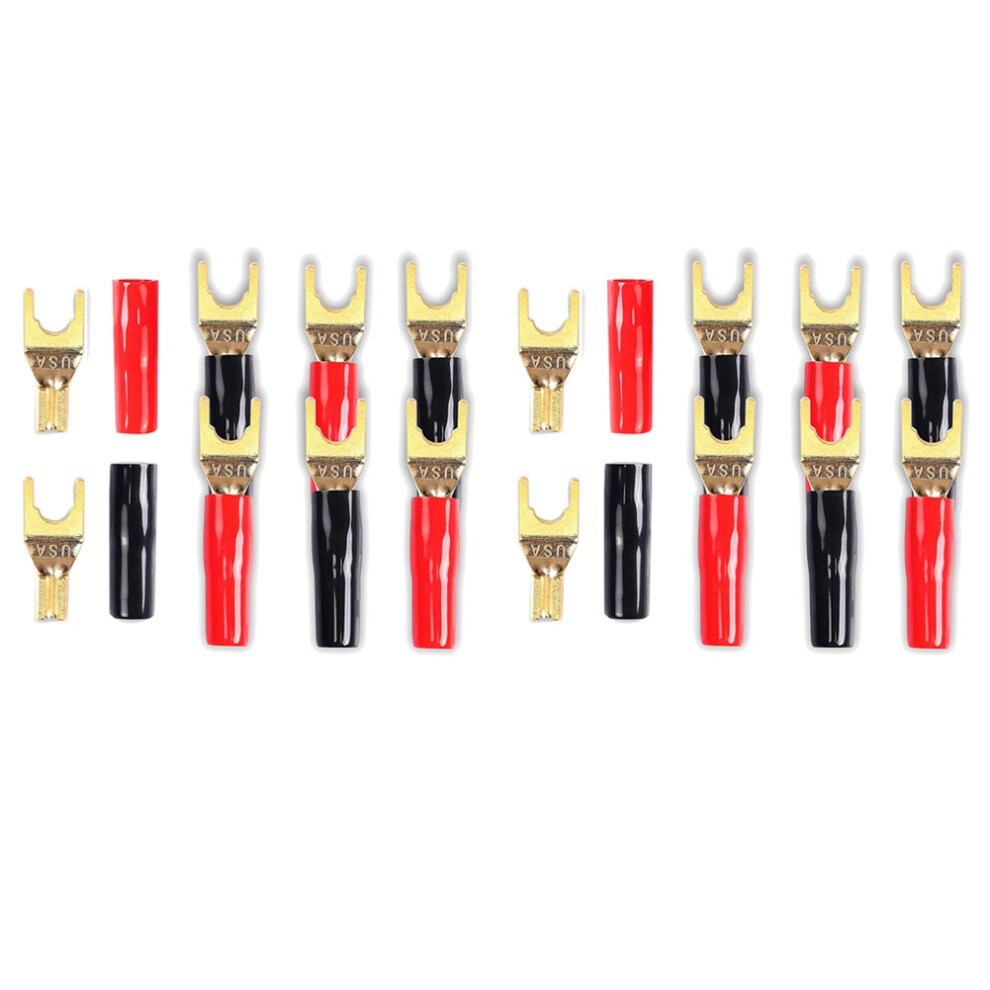 Y Plug Spade Connector For Speaker Wire,16 Pcs Y Spade Plug 45 Degree Gold Plated U Fork Spade Plug Connector 6033546723571