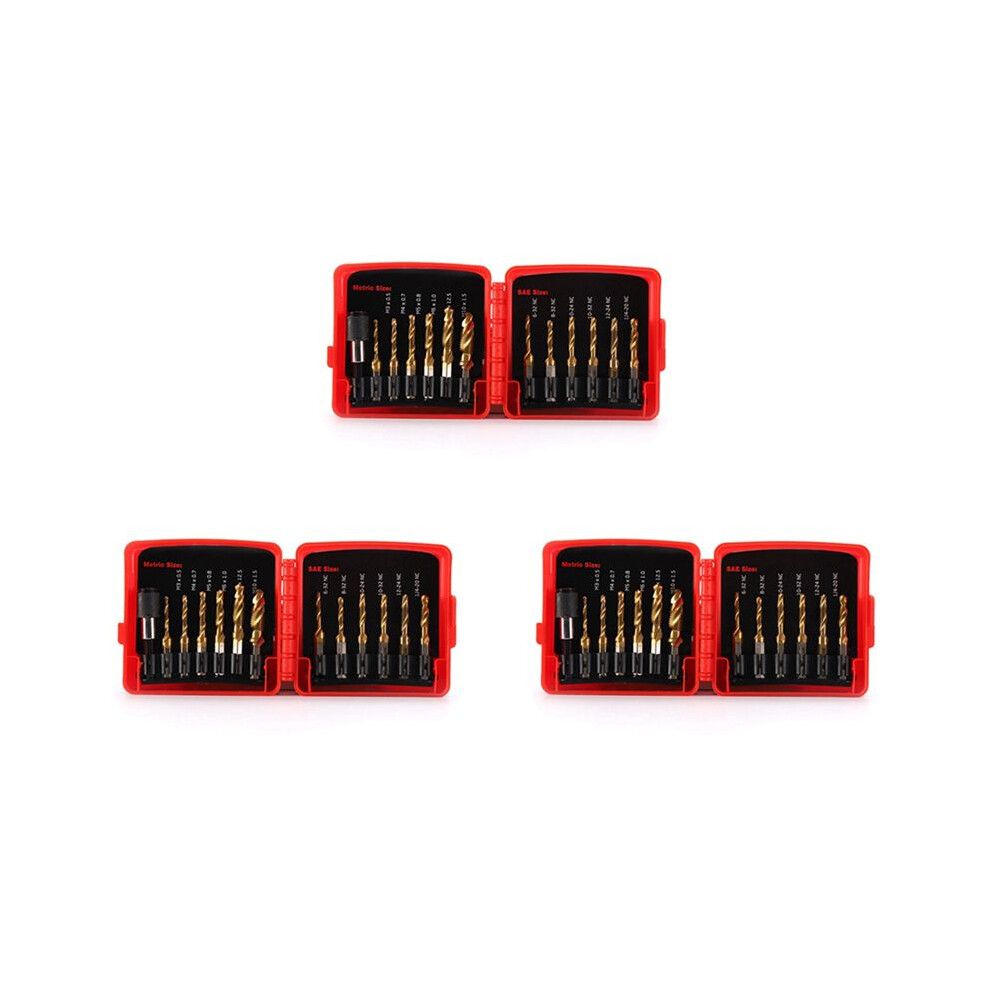 Titanium Combination Drill Tap Bit Set 39Pcs Sae And Metric Tap Bits Kit For Screw Thread Drilling Tapping Deburring 6031515092161