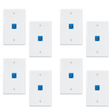 8-Pack 1 Port Ethernet Wall Plate, RJ45 Cat6 Female to Female Jack Inline Coupler Face Plates, 1-Port