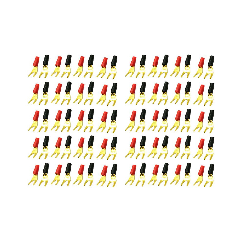 80Pcs/40Pairs "Y" "U" Spade Banana Connectors Plated Solderless Fork Speaker Banana Plug Adapter Gold 6031068227164