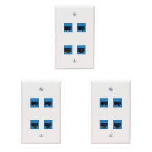 3X Ethernet Wall Plate 4 Port Wall Plate Female-Female Compatible with for Cat7/6/6E/5/5E Ethernet Devices -