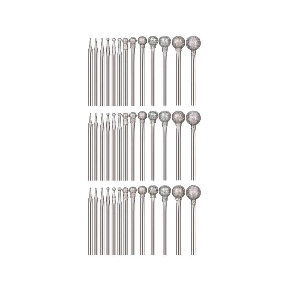 39 Pcs Shape Diamond Burr Diamond Mounted Grinding Burs Stone Carving Set With 3/32 Inch Mandrel For Rotary Tools 6031002547990
