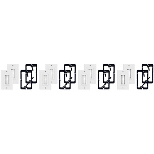 8-Pack Brush Wall Plate with Single Gang Low Voltage Mounting Bracket Cable Pass Through Insert for Speaker Wire