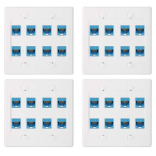 4X Ethernet Wall Plate 8 Port - Double Gang Cat6 RJ45 Jack Nätverkskabel Framsida Hona Till Hona - Blå