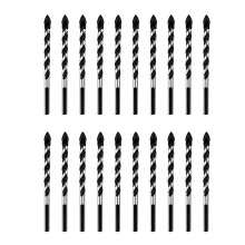 Multipurpose Drill Bits, 20-Piece 6mm Multi-material Drill Bit Set for Drilling in Tile, Glass, Concrete, Brick, Wood
