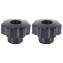 2X M10 10mm Dia Thread Black Plastic Star Clamping Knob Grip