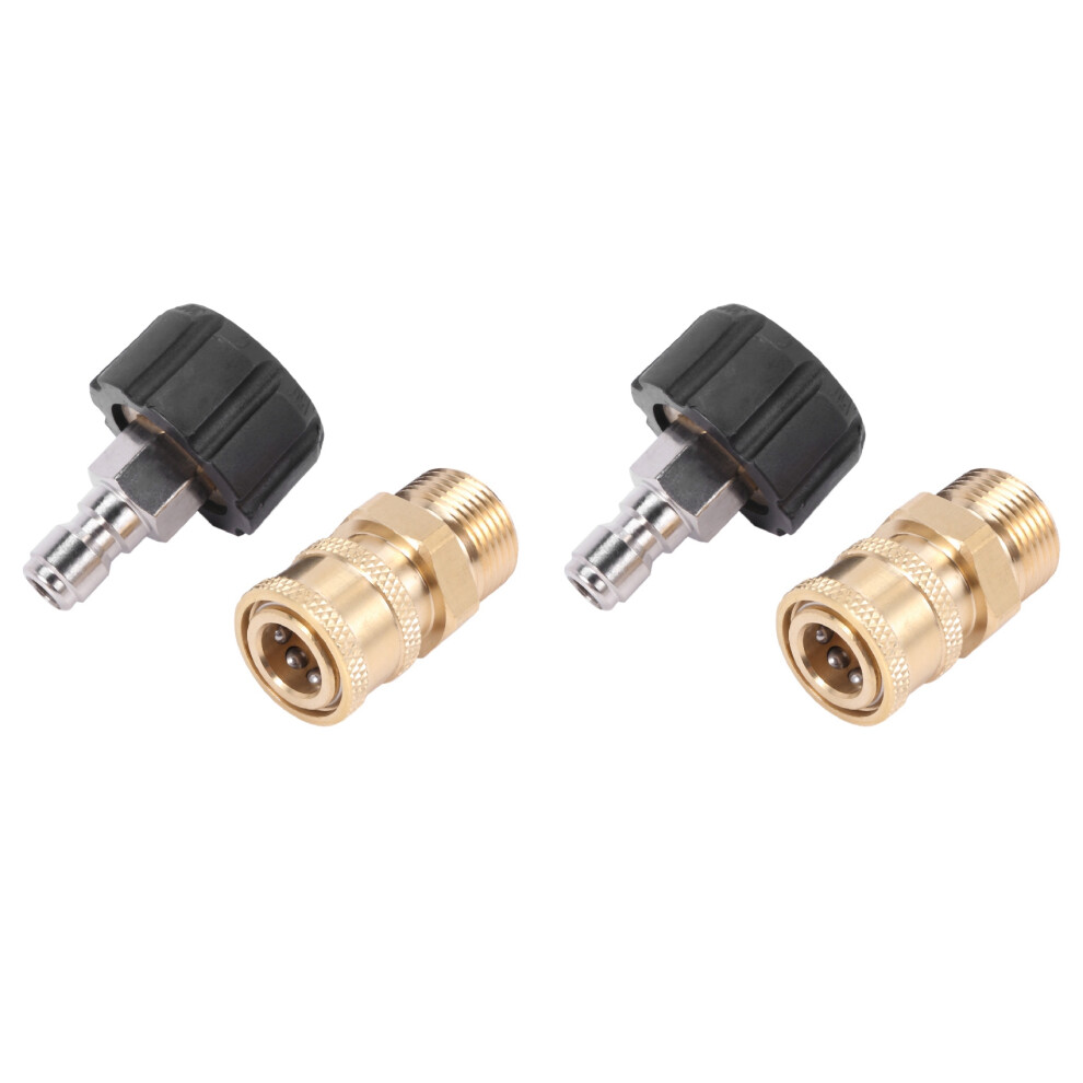 2X Pressure Washer Adapter Set M22 To 1/4 Inch Quick Connect Kit, M22 14Mm To 1/4 Inch Quick Connect Kit 4712708528675