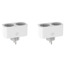 2X TUYA  Wifi Doppelstecker 16A 2-in-1 Steckdosenschalter  Home Timing APP Sprachsteuerung Arbeit CLY809 EU-Stecker