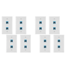 12 Pieces 2 Port Ethernet Wall Plate, RJ45 Cat6 Female to Female Jack Inline Coupler Face Plates