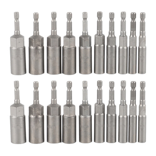 20Pc 1/4 Inch Wrench Hex Bit Socket Set Deep Long 1/2 Inch Impact Drill Socket Adapter Drill Bits 1