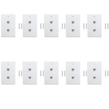 Lot de 10 Plaque Murale Ethernet 2 , Prise Murale Cat6 Femelle à Femelle RJ45  Coupleur En Ligne Prise Murale, Blanc