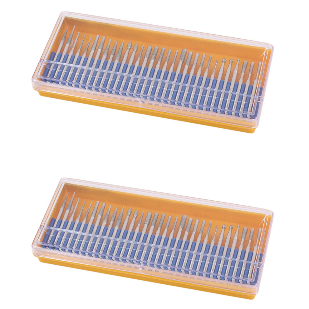 60 Pcs Bur Grinding Stone Grinding Set Coated Carving Burrs Rotary Tool Bit Grit 120 Shank 3Mm 1/8 Inch For Tools 4711324411132