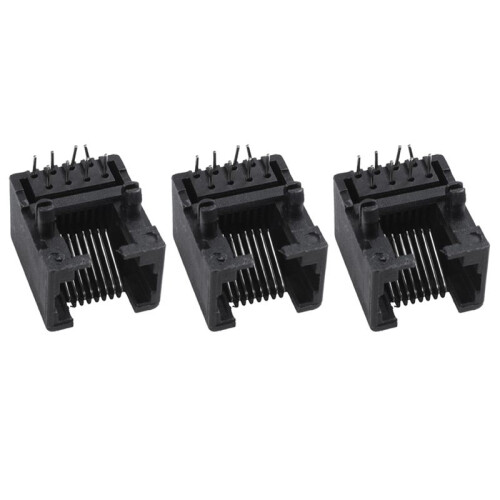 60Pcs RJ45 8P8C Computer Internet Network PCB Jack Socket Black 1