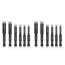 12Pc Noir Sec Diamant Forets Ensemble pour Granit Céramique Marbre Carrelage Pierre Verre Matériaux Durs 5/6/8/10/12mm