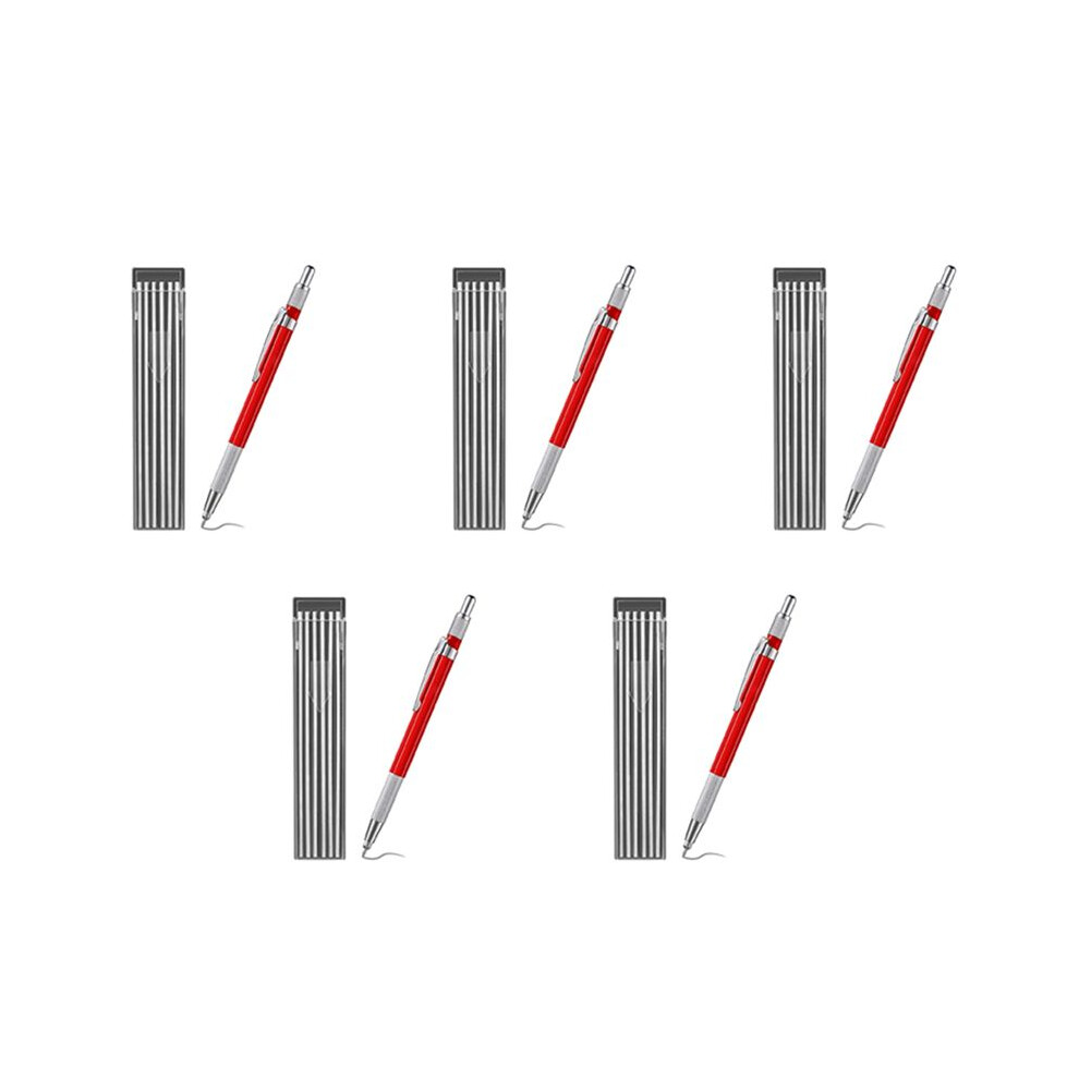 5X Welders Pencil With 60Pcs Silver Streak Refills, Metal Mechanical Welding Pencil Pipefitters, Fabrication, Red 6031192272290