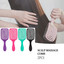 2X Black+Rose Red Hairbrush Hair Scalp Massage Comb Wet Dry Curly Detangle Hair Brush Salon Hairdressing Styling Tools