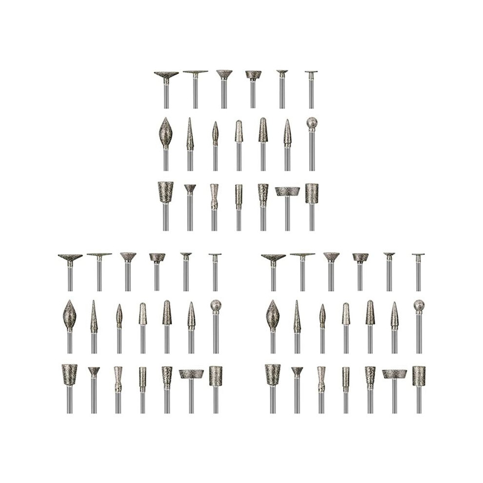 Stone Carving Set Diamond Burr Bits,60Pcs Polishing Kits Rotary Tools Accessories With 1/8 Inch Shank For Carving 4711382262806