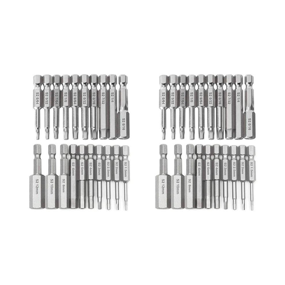 40Pcs Hex Wrench Drill Bit Set Shank Quick Release Magnetic Screwdriver Bits Set (Metric +Sae) 6032404812013