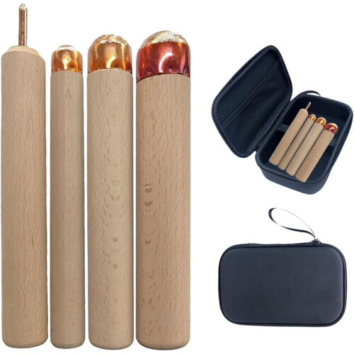 Knapping Tools Kit Obsidian Crafting Tool, Napping Tools for Both Pros, 1 Pressure Flaker,3 Copper Boppers,1 Tool Bag