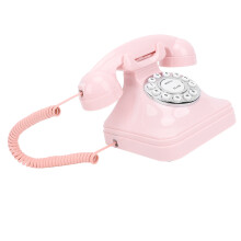Telefono retrò a disco con memoria dei numeri, cablato