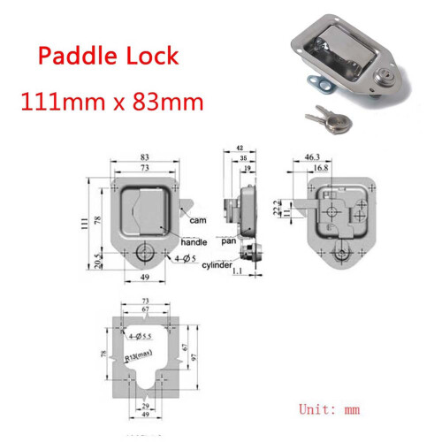 2Pcs Silver Trailer Handle Locks Anti-Theft Heavy Duty Car Accessories 2