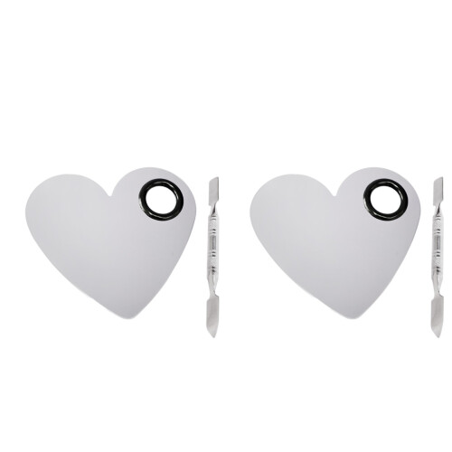 2Stk Kosmetikpalette Mit Spatel Silber Für Foundation Mixer 1
