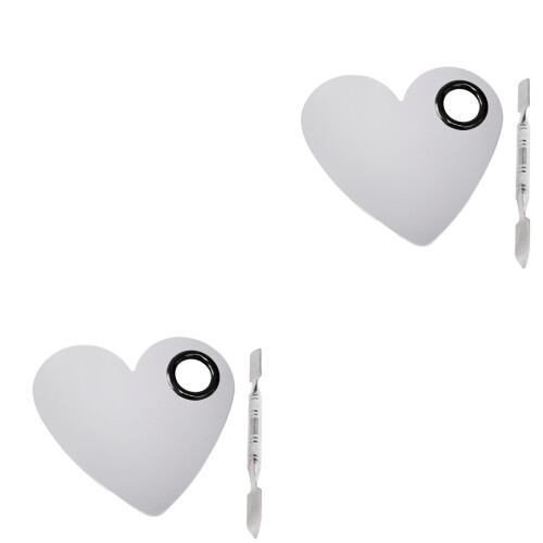 2Stk Kosmetikpalette Mit Spatel Silber Für Foundation Mixer 2