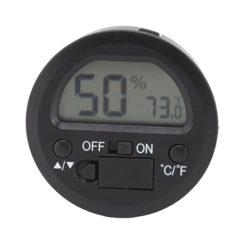 Medidor digital de temperatura e umidade - Design redondo em ABS