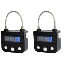 2X Metal Timer Lock USB LCD Display Metal Recarregável Eletrônico Cadeado Multi-Function Preto