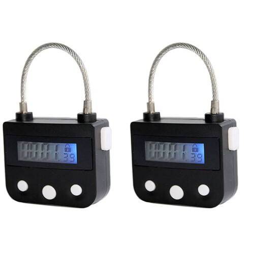 2X Metal Timer Lock USB LCD Display Metal Recarregável Eletrônico Cadeado Multi-Function Preto