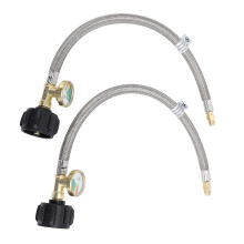 2 Pack Camping RV Hoses Stainless Steel 1/4in Male NPT 15 Inch 350 PSIG Gauge