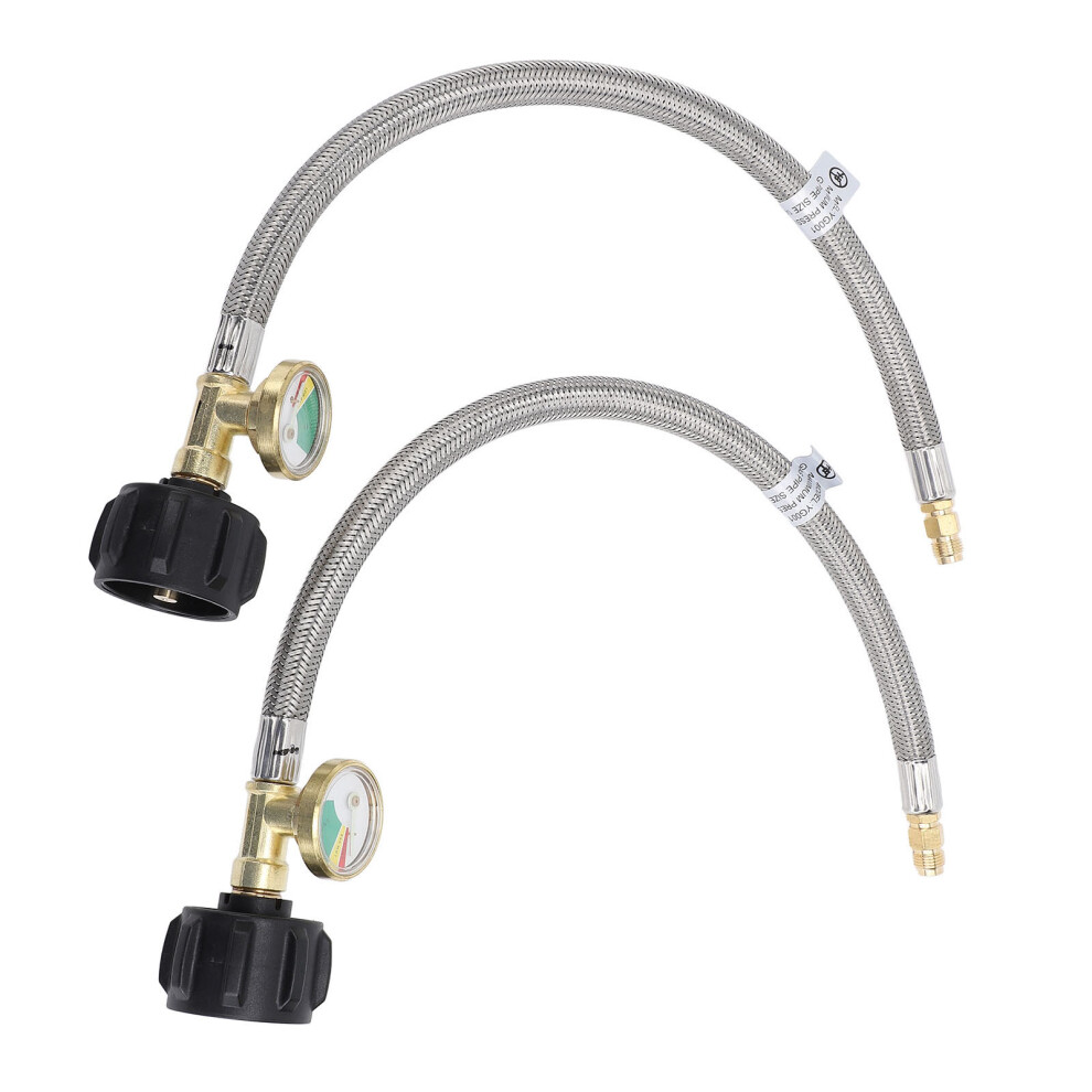 2 Pack Camping Rv Hoses Stainless Steel 1/4In Male Npt 15 Inch 350 Psig Gauge 5061390857754