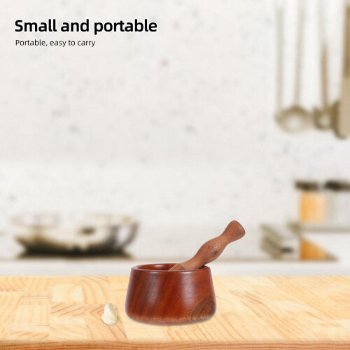 4Ensembles Pilon Mortier Bois Artisanaux Pour Ail Épices 2