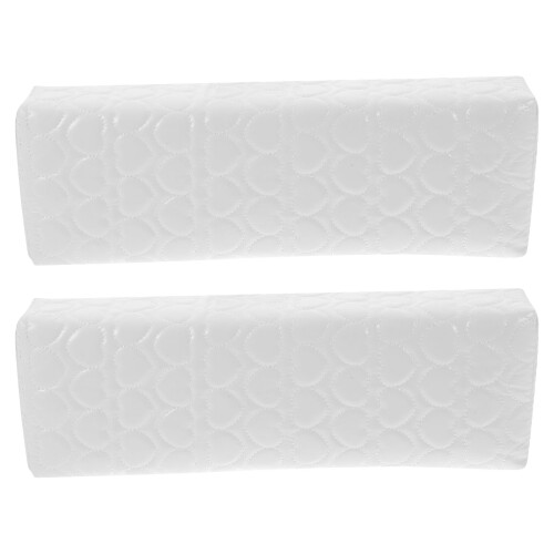 2St Ergonomisch Wit PU Manicure Armkussen Met Hartpatroon, Handsteun