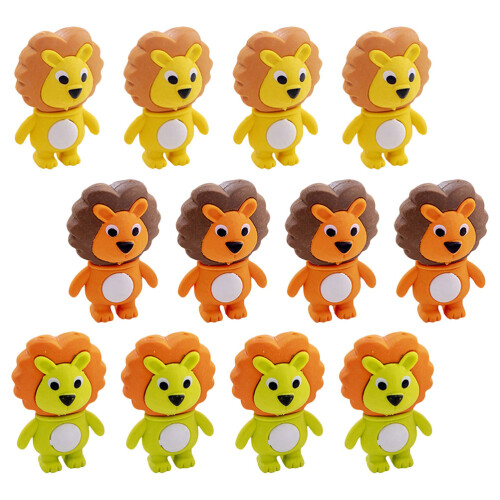 36Pcs Cute Lion Erasers Bulk Tpr Material Assorted Colors Drawing Use