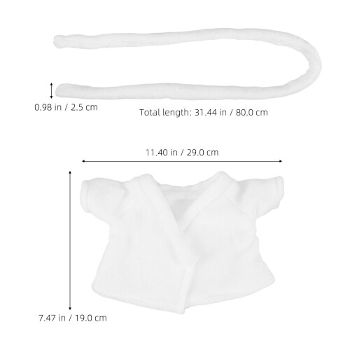 2Pièces Tenue Peluche Ours Blanche Robe Douce Pour Et Doudou 2