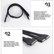 0.5m SAS 3.0 Cable 16Gbps SFF 8611
