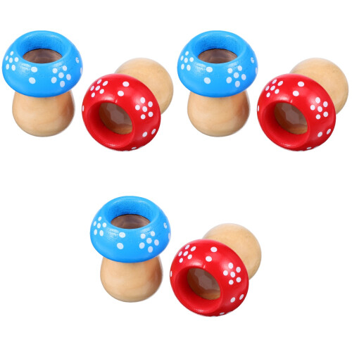 6Pièces Kaléidoscope Bois Durable Champignon Pour Enfants 2