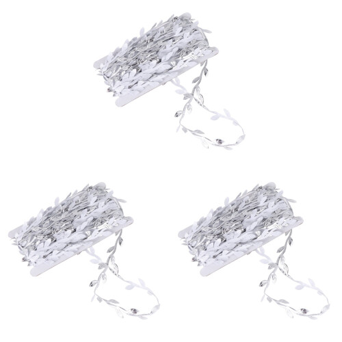 3Rolls Artificial Vine Silver Hanging Leaves for Home Wedding Decor 1