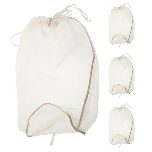20Pcs Adjustable Drawstring Wig Storage Bags Beige Polyester Organizer
