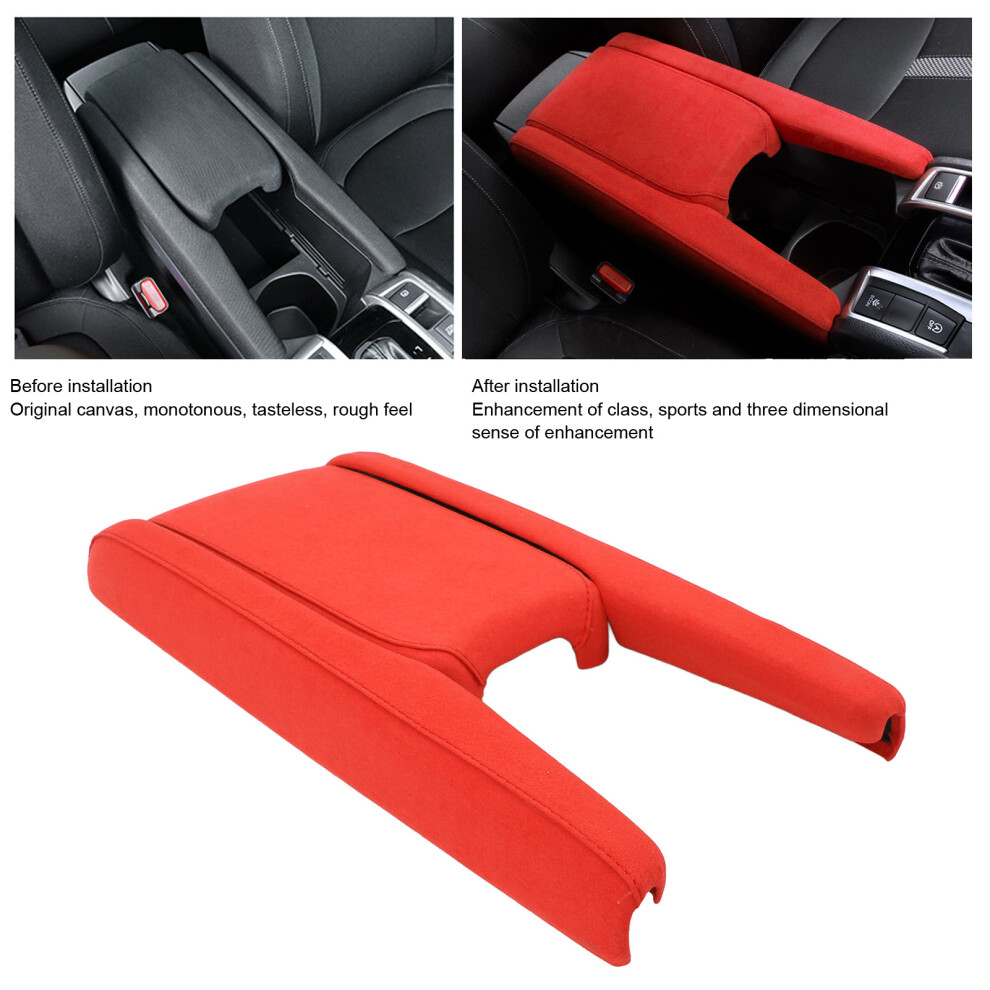 Civic 10Th Gen Suede Console Cover Red 7055741328046
