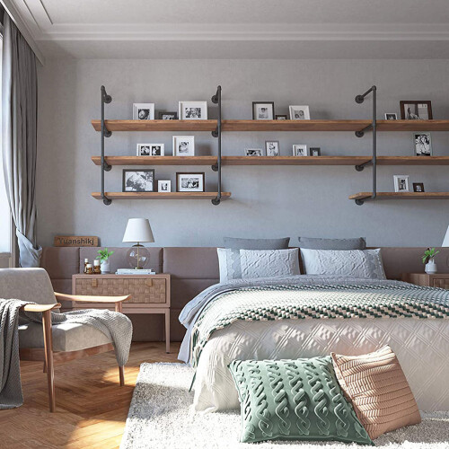 4Pièces Rangement Mural Noir, Étagères Robustes Pour Maison 2