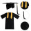 6Pièces Ensemble Robe Et Chapeau De Graduation Noir 8