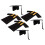 6Pièces Ensemble Robe Et Chapeau De Graduation Noir 9
