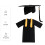 6Pièces Ensemble Robe Et Chapeau De Graduation Noir 11